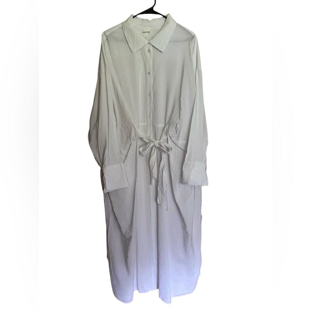 H&M White Shirt Dress with Front Tie